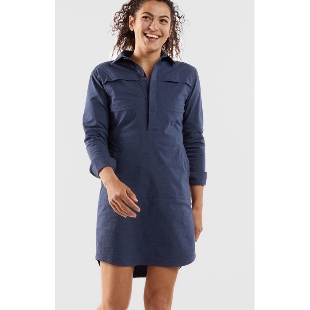 Title Nine Wren Utility Shirt Dress Women's Navy Blue Outdoor Travel Work Size S